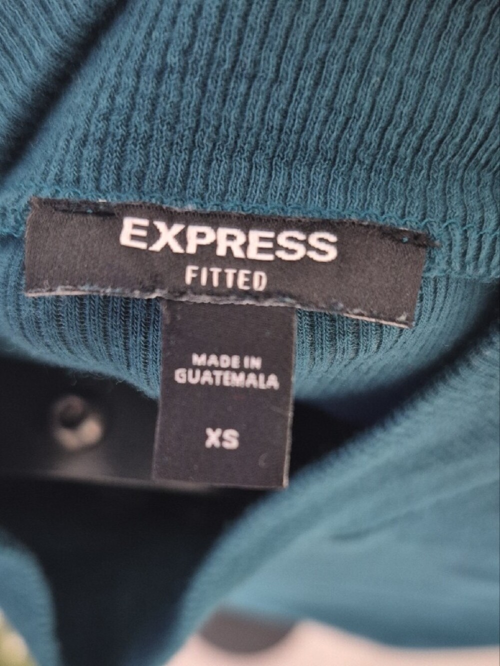 Express Teal Mock-Neck Ribbed Crop Top - Picture 2 of 2